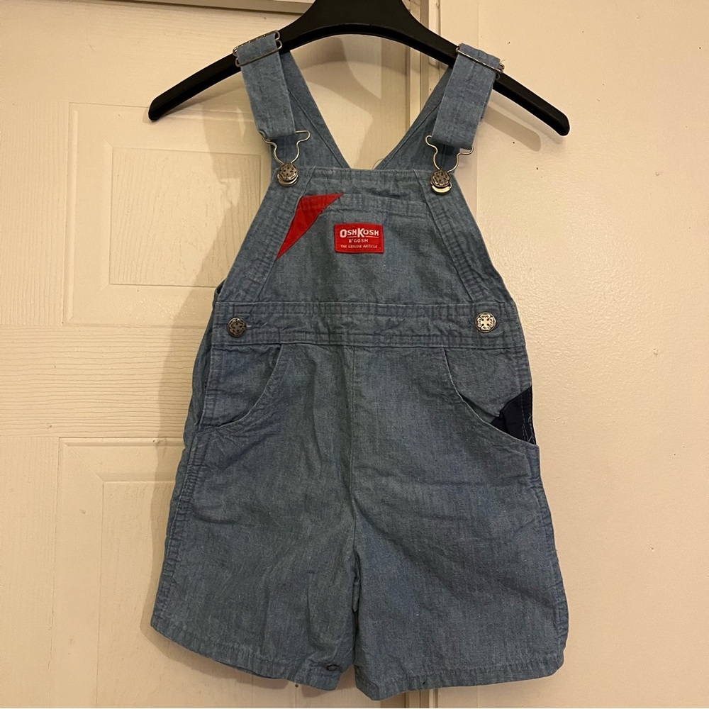 OshKosh B'gosh Blue Denim Kids Overalls Size 3T Embossed Bottom